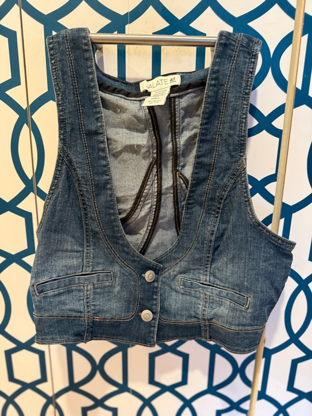 Y2K “Jalate Jeans”  sexy Denim Vest - great condition- Sz Lg